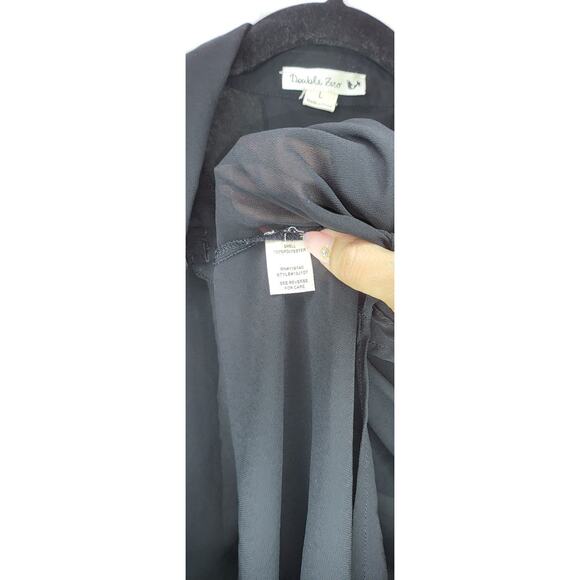 Women’s Double Zero Black Sheer Hi-Low Racerback Top L - Picture 6 of 7